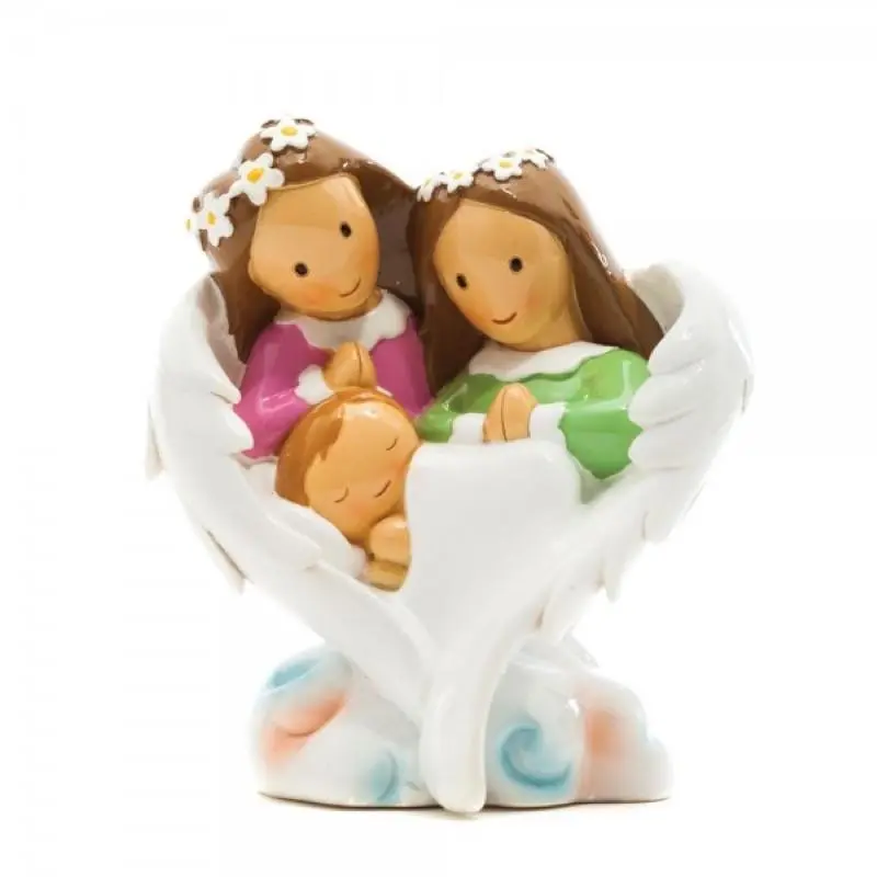 Anjo da Guarda Meninas com Bebé em Penas - Reza por Mim - Little Drops of Water