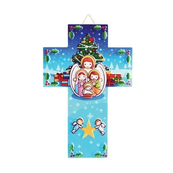 Cruz 3D Noite Feliz Natal c/ Anjo da Guarda - Little Drops of Water