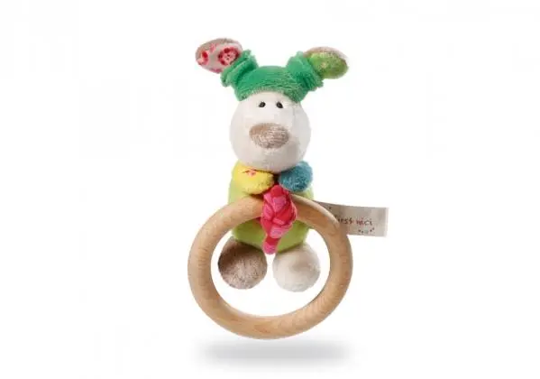 Figura Cão Fino com Anel de Madeira e Guizo - 3m+ - My First NICI