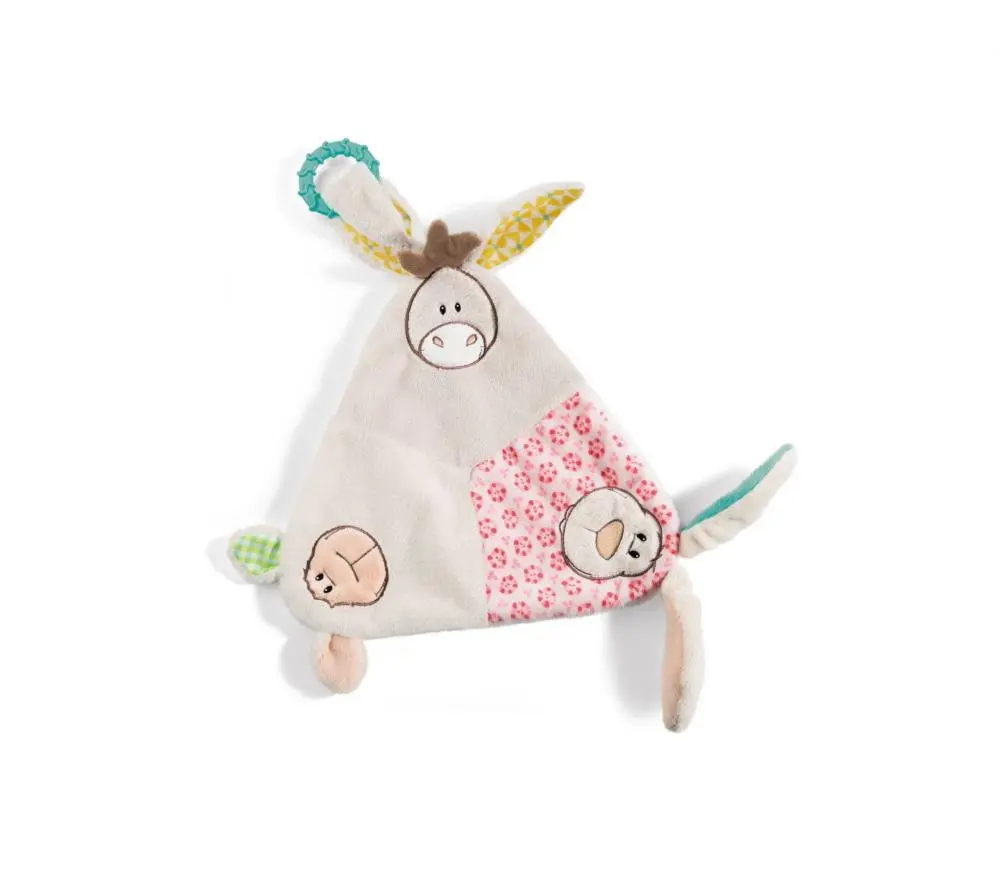 Doudou Triangular Burro, Coelho e Ovelha c/ anel Dentição, 0m+ - My First Nici