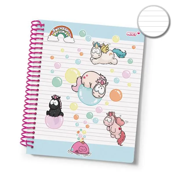 Caderno Unicórnio NICI - Espiral A4 Pautado Theodor & Friends