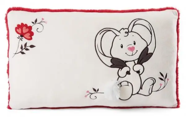 Almofada Rectangular c/ Coelho e Flores "Forever in my Heart" - Nici