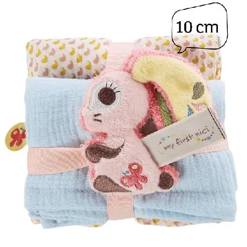 Set de 2 Panos de Musselina c/ Coelha 0m+ - Wombitombi - My First Nici