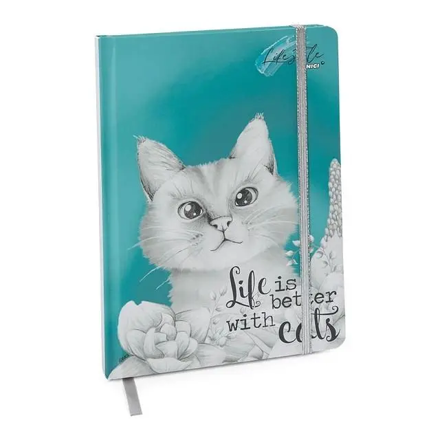 Caderno A5 Capa Dura, Pontilhado c/ 160pág "Gata Meowlina" - Nici