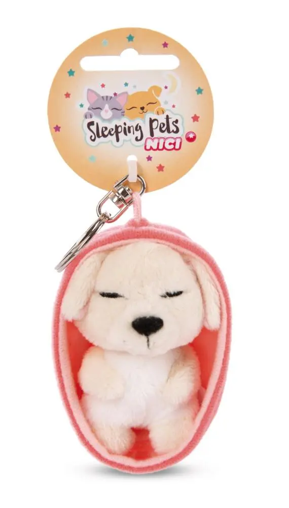 Porta-Chaves Cão Bege em Cesto (10 cm) "Sleeping Pets" - Nici