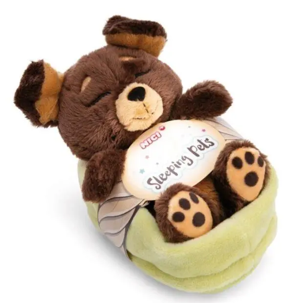 Peluche Cão Castanho em Cesto 12cm - Sleeping Pets - Nici
