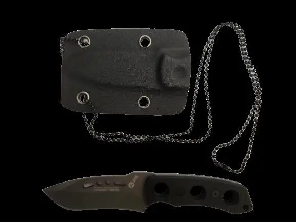 Navalha K25 Mini 6.7cm Preta, Cabo c/ Buracos e c/ Fio de Corrente