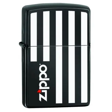 Isqueiro ZIPPO Prateado com Riscas e Logotipo