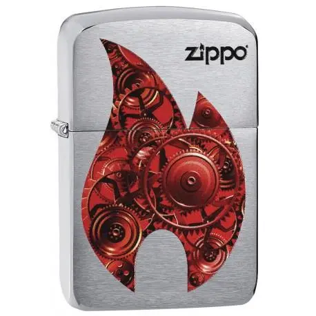 Isqueiro ZIPPO Prateado com Chama Vermelha