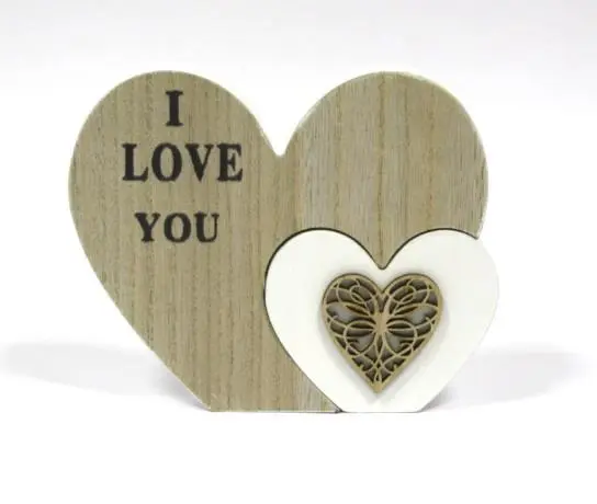 Corações em Madeira "I Love You"