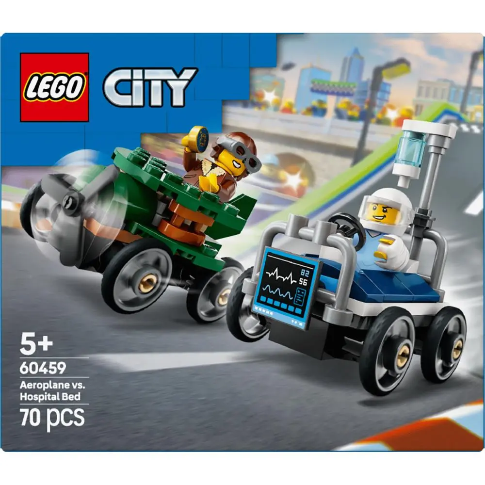 Pack de Carros de Corrida Aeronave vs. Cama de Hospital (70 pcs)  - City - Lego