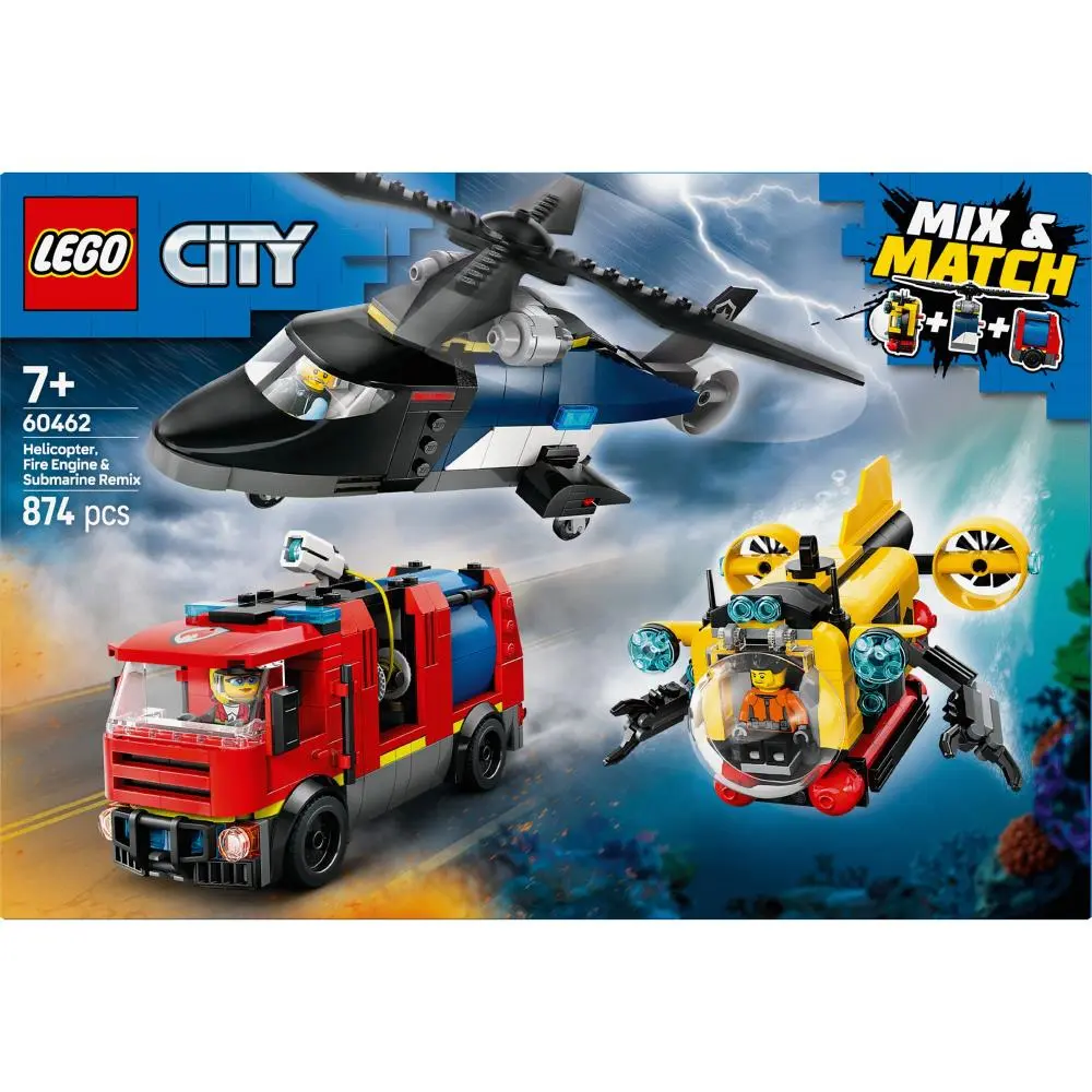 Combinação de Helicóptero, Camião dos Bombeiros e Submarino (874 pcs) - City - Lego
