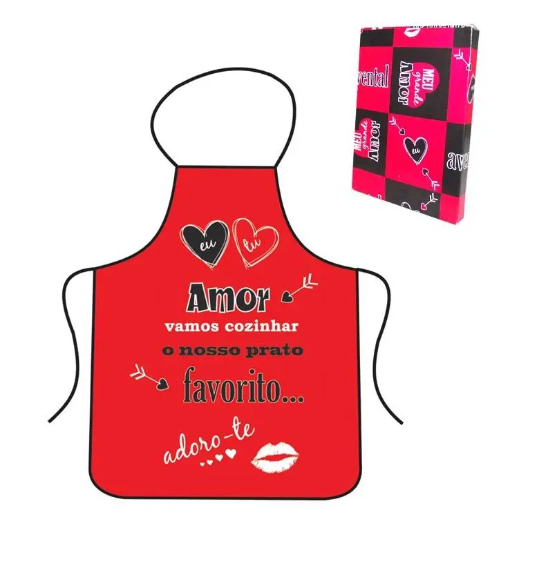 Avental "Amor Vamos Cozinhar" Vermelho