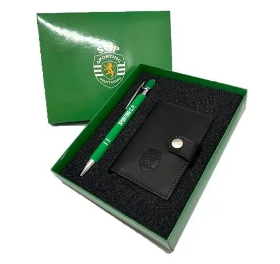 Conjunto Porta-Cartões Pele + Esferográfica Touch - SCP