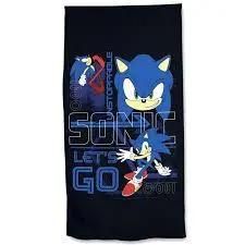 Toalha de Praia Preta de Algodão "Let's Go" - Sonic