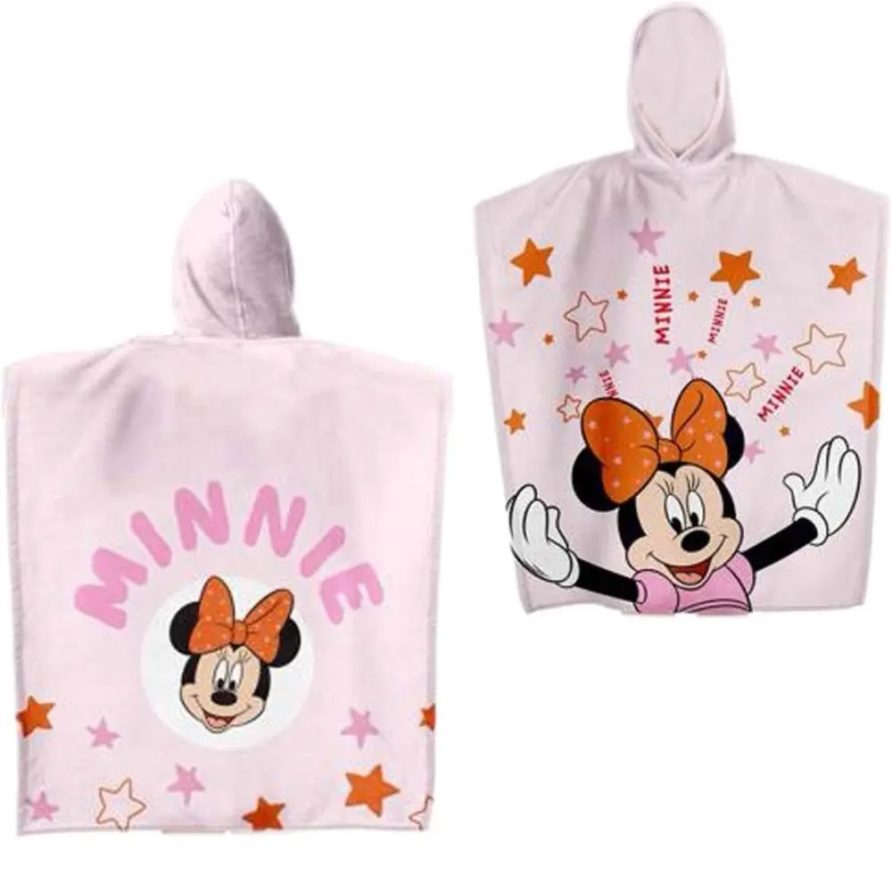 Poncho de Praia Rosa c/ Estrelas em Algodão 55x110cm - Minnie