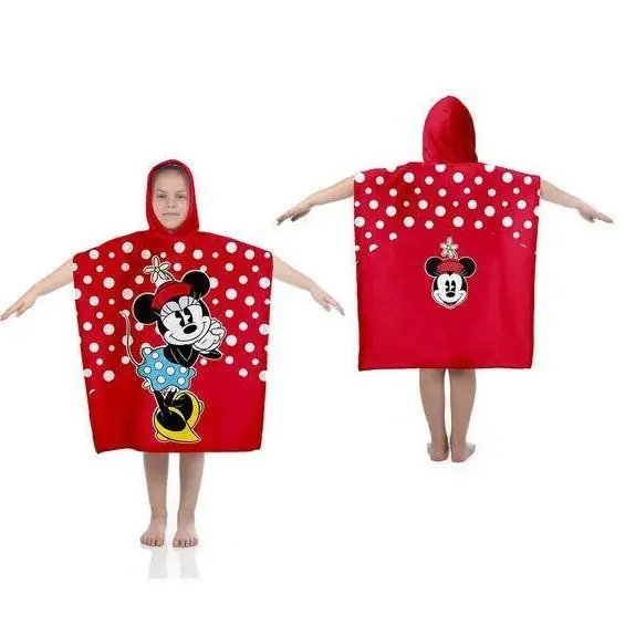 Poncho de Praia Vermelho c/ Bolinhas em Algodão 55x110cm - Minnie