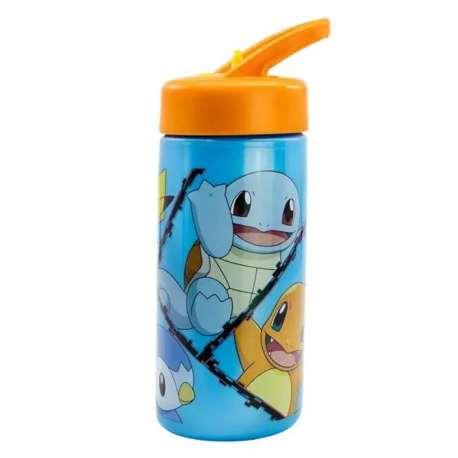 Garrafa Azul com Palhinha Retrátil 410ml com 6 Personagens - Pokémon