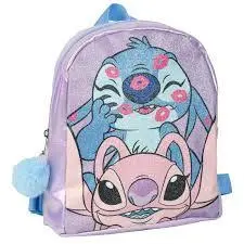 Mochila Pequena 23cm Brilhante Stitch e Angel - Lilo & Stitch