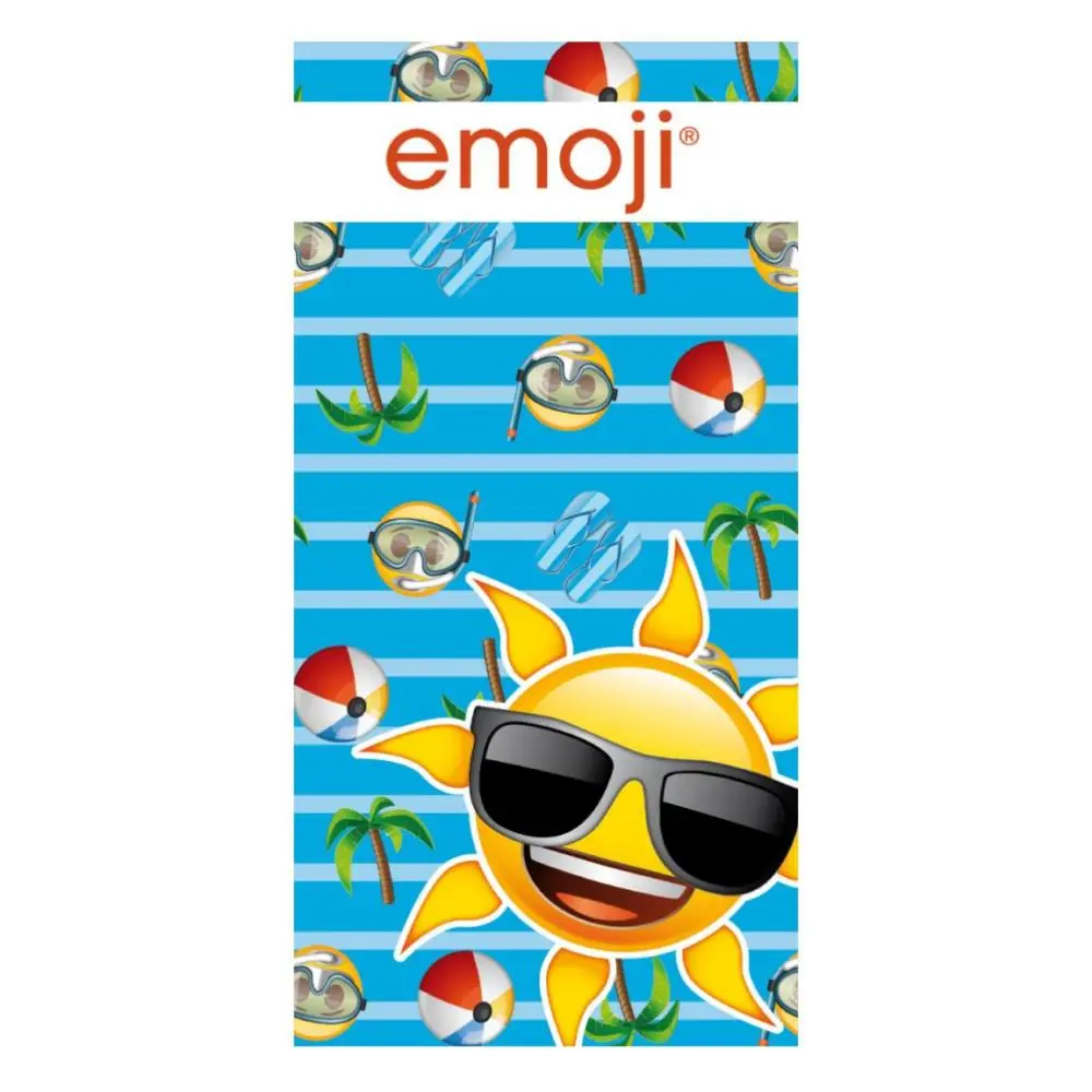 Toalha de Praia Emoji Sol Azul Riscas