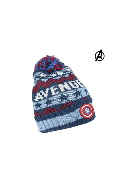Gorro Azul Branco e Vermelho c/ Pompom - Capitão América - Avengers