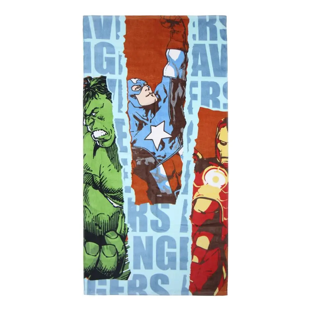 Toalha de Praia Azul c/ 3 personagens Avengers
