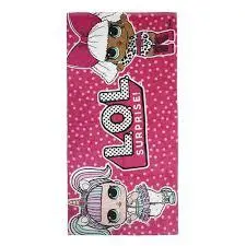 Toalha Praia LOL Rosa c/ Bolas e 2 Personagens