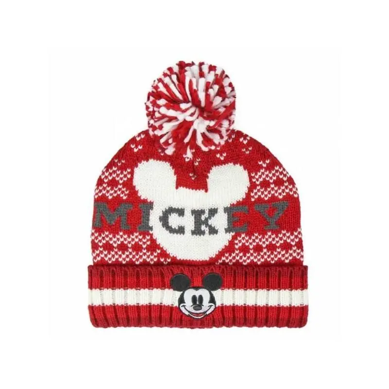 Gorro de Lã Mickey Vermelho e branco c/ Pompom