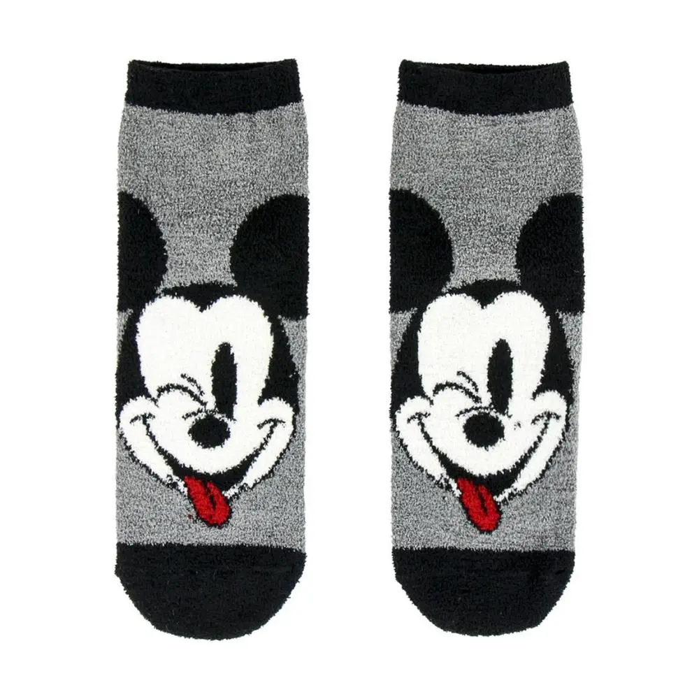 Meias Mickey Anti-Derrapantes Cinza e Preto