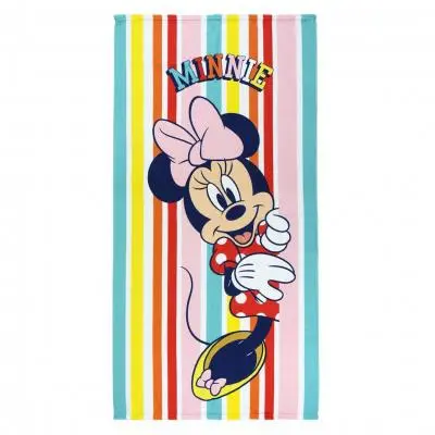Toalha de Praia Minnie com Riscas Coloridas