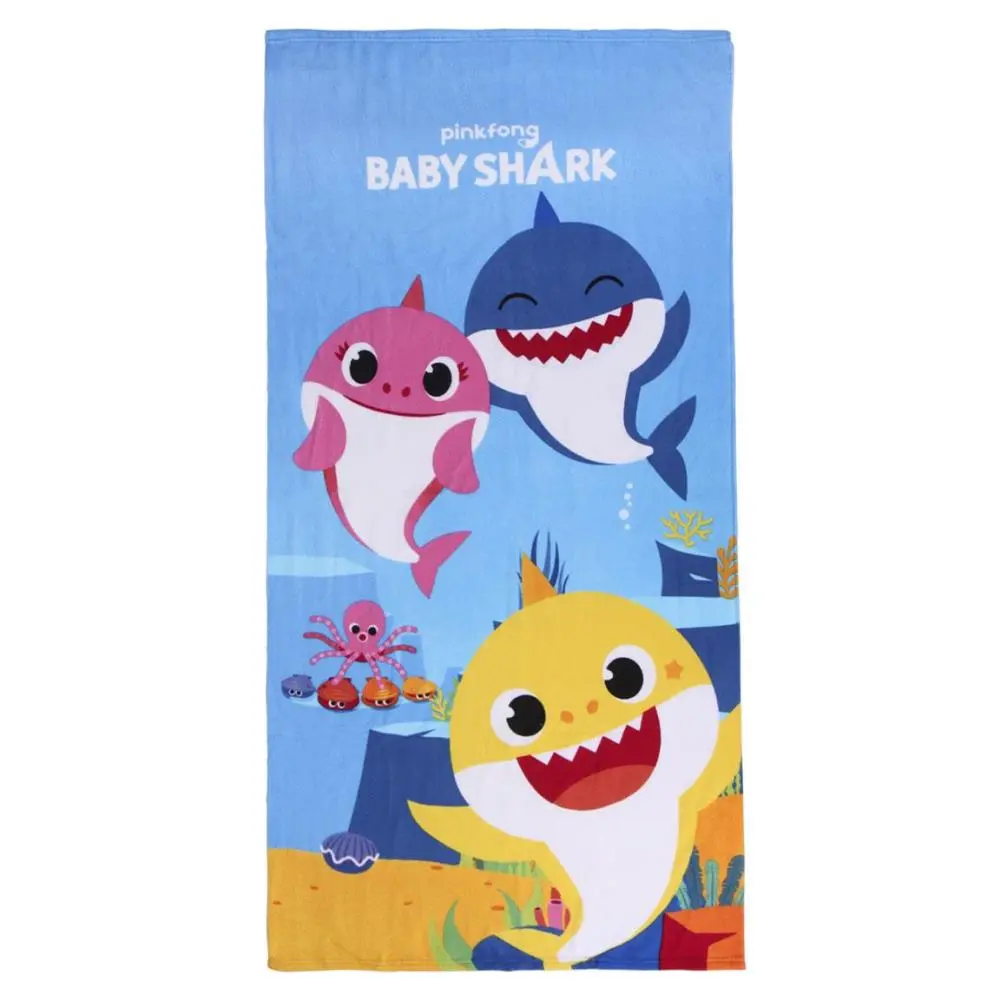Toalha de Praia Azul com 3 Tubarões Baby Shark
