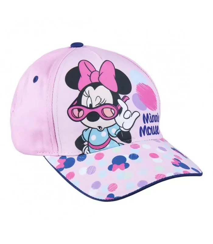Boné Minnie Rosa com Bolinhas na Pala