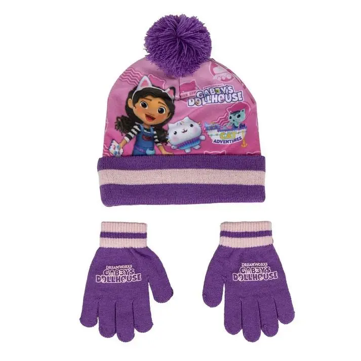 Conjunto de Gorro e Luvas Rosa com Pompom (TU) - Gabby