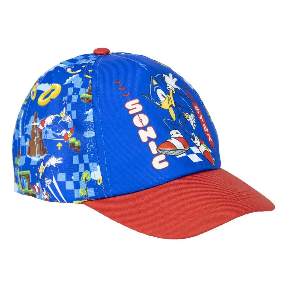 Boné Azul com Pala Vermelha e Ilhas (55cm) - Sonic