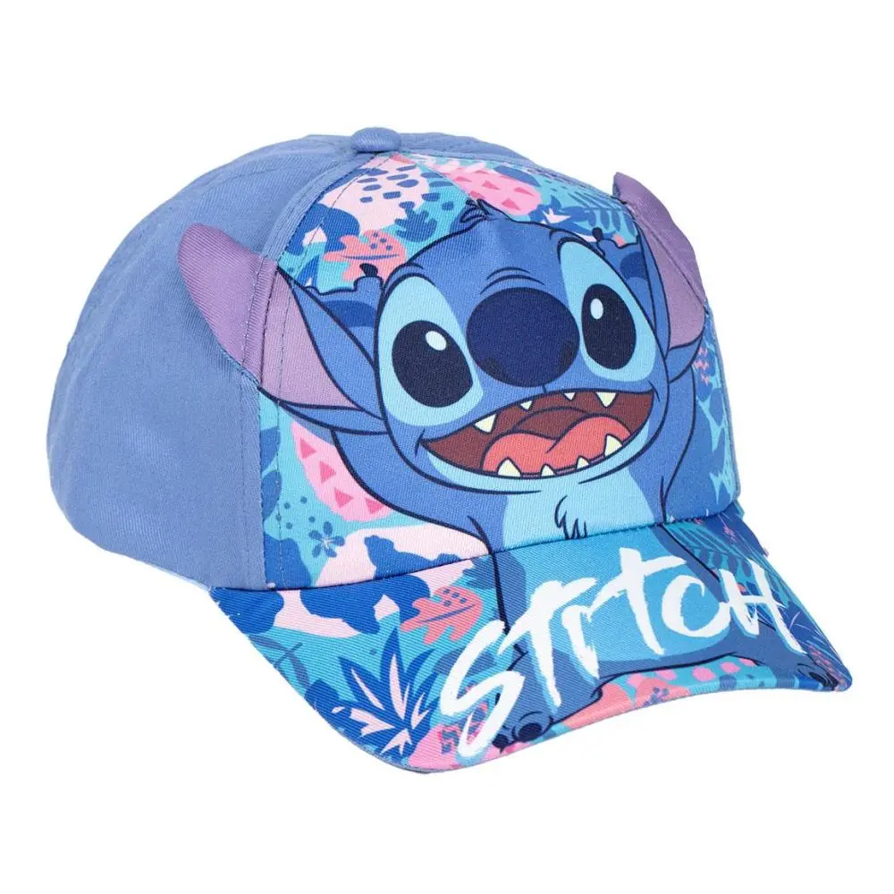Boné Stitch Azul c/ Plantas Rosa e Orelhas (53 cm) - Stitch