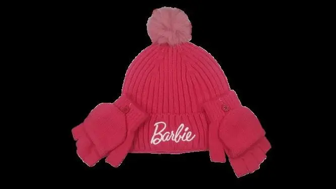Conjunto de Gorro e Luvas Pink C/ Pompom Rosa (TU) - Barbie