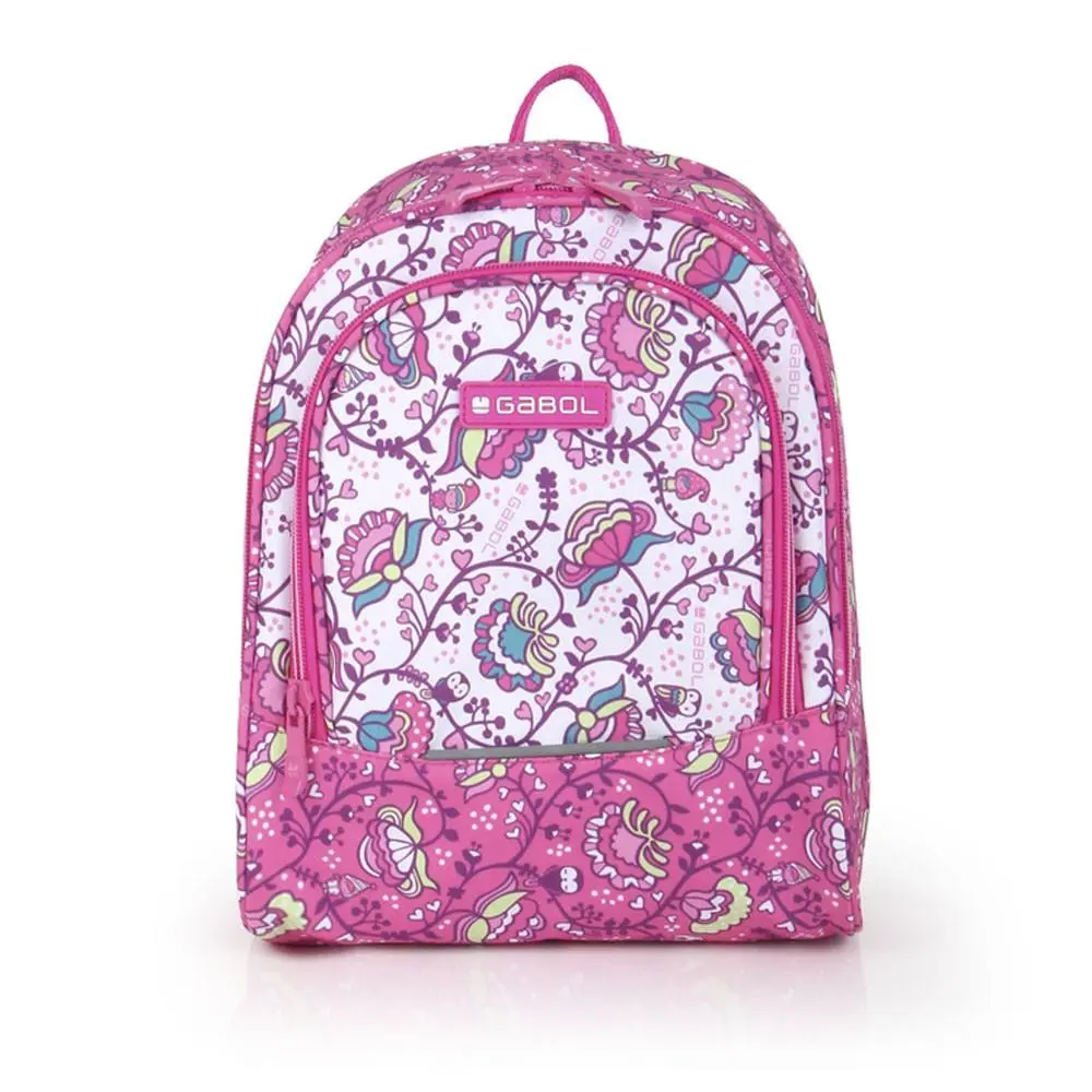 Mochila Infantil 30cm Rosa c/ Flores - Magic - Gabol
