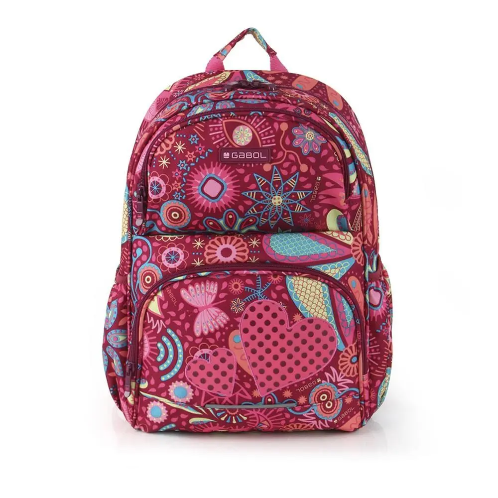 Mochila Escolar 41cm Rosa Escuro c/ Pétalas - Lucky - Gabol