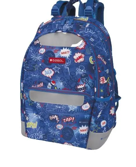 Mochila Escolar 3 Fechos Azul "Pow" 42cm "Bang" - Gabol