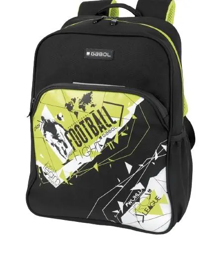 Mochila Escolar Preta 2 Fechos "Football" 38cm "Derby" - Gabol