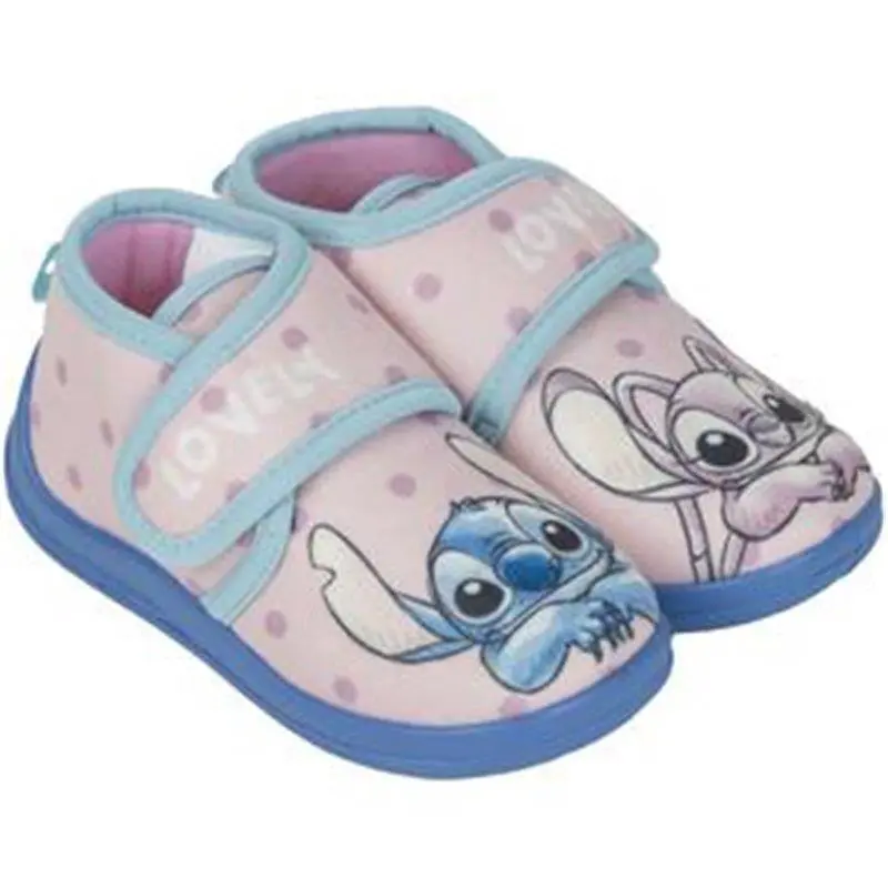 Pantufas Tipo Bota Rosa e Azul Stitch & Angel "Lovely" (T29) - Lilo & Stitich