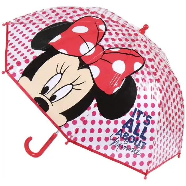 Guarda Chuva Transparente c/ Minnie e Bolinhas vermelhas 45cm - Minnie