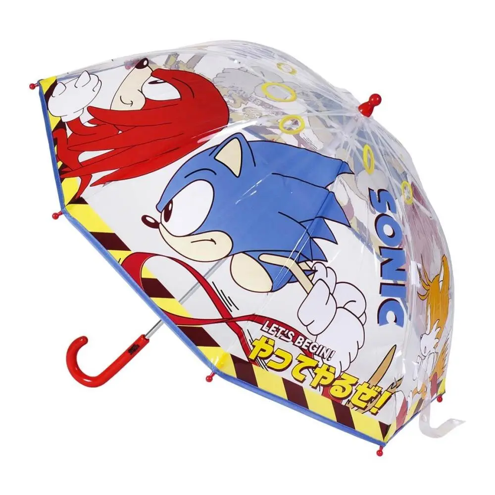Guarda Chuva Transparente Vários Personagens C/ Cabo Vermelho - Sonic