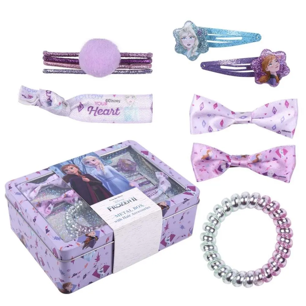 Conjunto de Acessórios de Cabelo em Caixa Metálica "Beauty" - Frozen