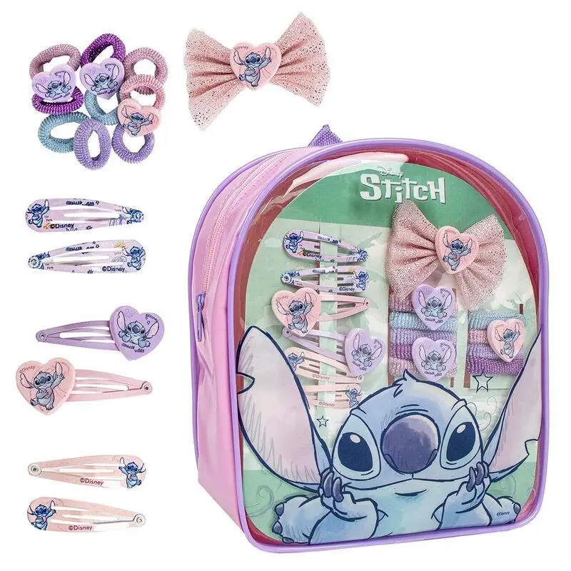 Acessórios de cabelo C/ Mochila Rosa e Lilas - Lilo & Stitch