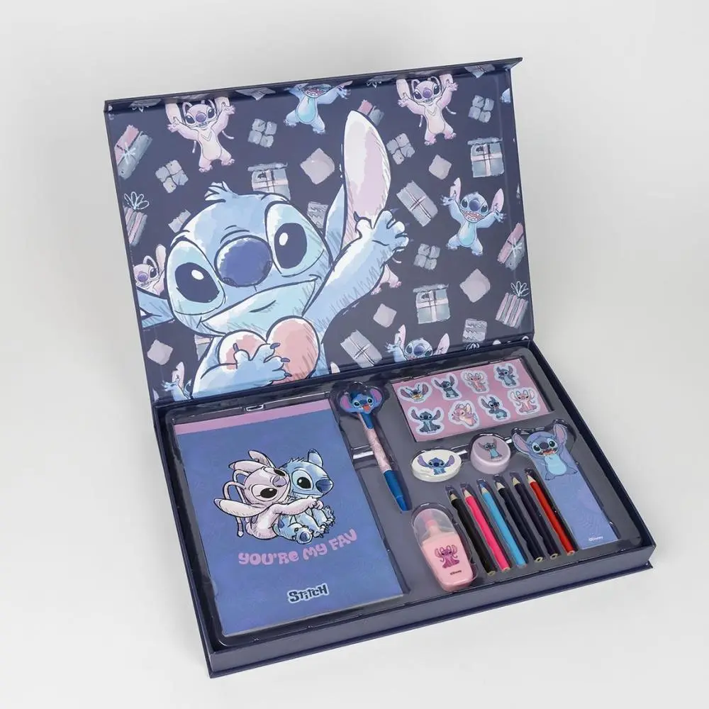 Conjunto de Papelaria em Caixa Azul "Stitch" - Lilo & Stitch