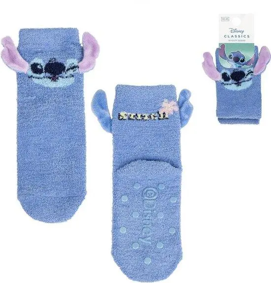 Meia Anti-Derrapante Azul Claro Tam. 36-41- Lilo & Stitch