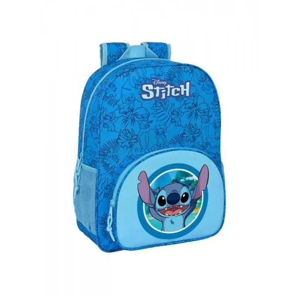 Mochila Escolar Stitch 42cm Azul Clara e Desenhos - Lilo & Stitch