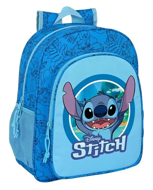 Mochila Junior Azul Clara e Desenhos 38cm - Lilo & Stitch