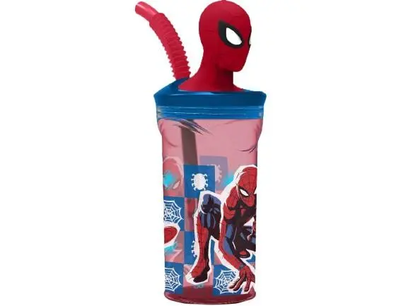 Copo c/ Palhinha e Tampa 3D 360ml - Spiderman
